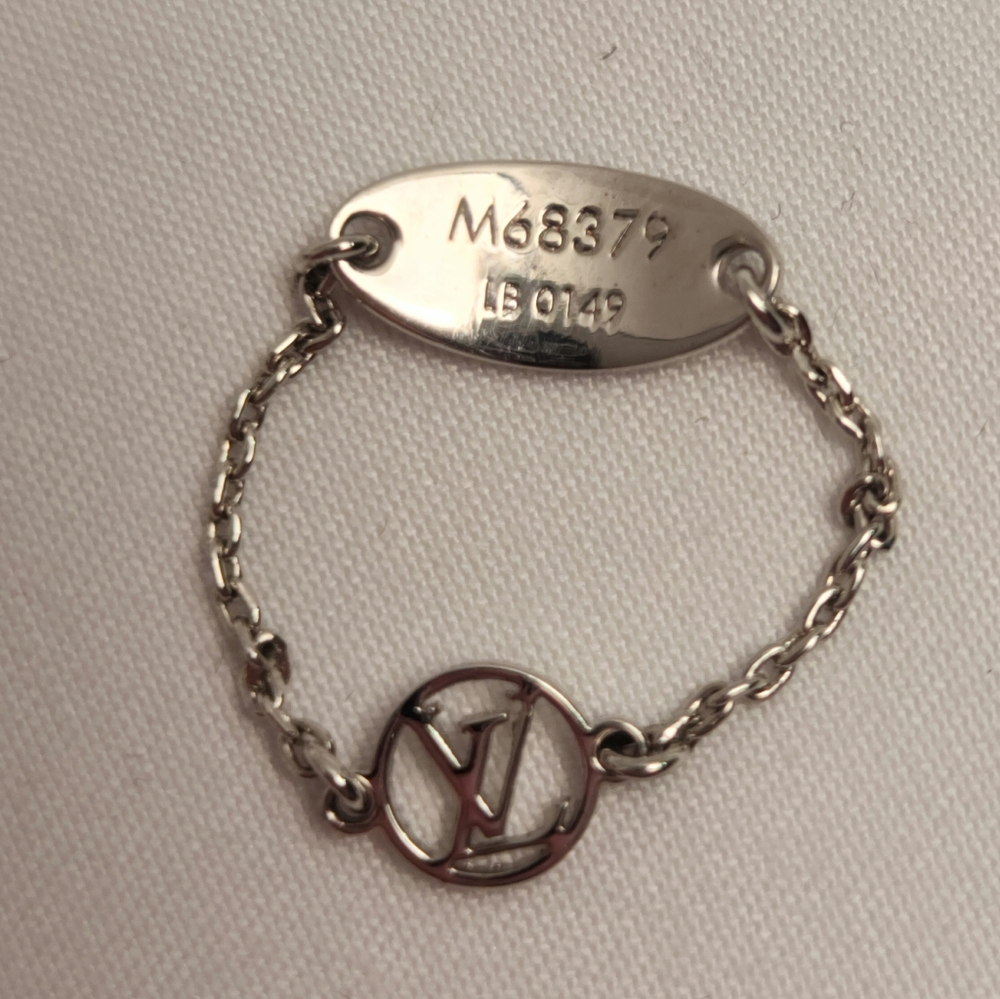 Authentic Louis Vuitton Silver Chain blooming strass ring Unique RARE